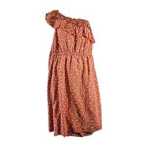 Lane Bryant Dress Womens 26 One Shoulder Ruffle Polka Dot Summer Boho Knee